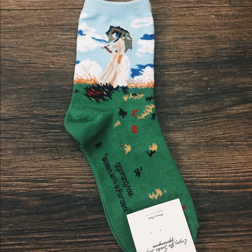 Woman with a parasol art style socks